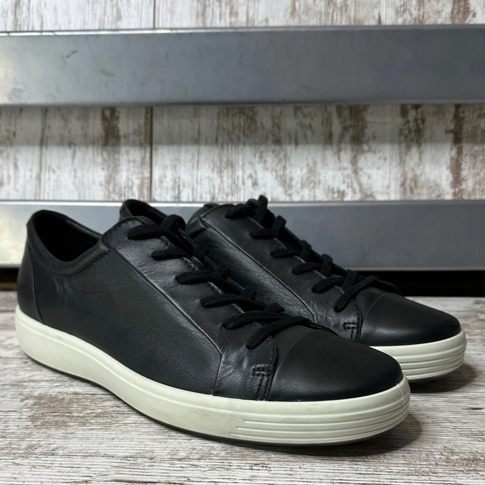 ECCO Soft 7 City Sneakers Men’s EU 47 US 13-13.5 Black Leather Low Top Shoes